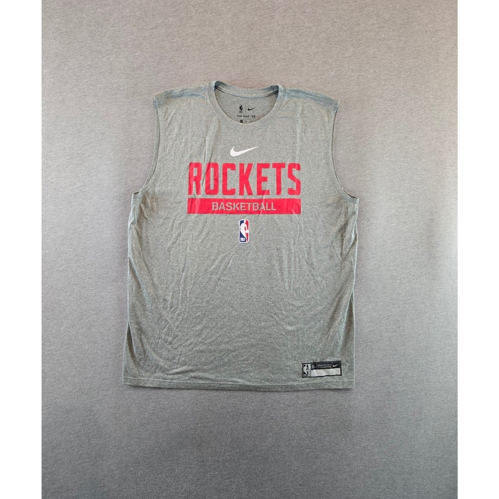 Nike Houston Rockets Shirt Mens XL Grey NBA Authentics Engineered Sleeveless